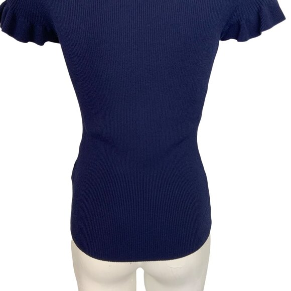 Ted Baker Tashhaa Frill Rib Knit Top Sweater 2 US/S Navy - Picture 11 of 13